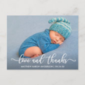Carte Postale Calligraphie moderne Nouveau bébé Amour et Remerci (Devant)