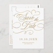 Carte Postale Calligraphie moderne or intemporel Enregistrer la  (Devant / Derrière)