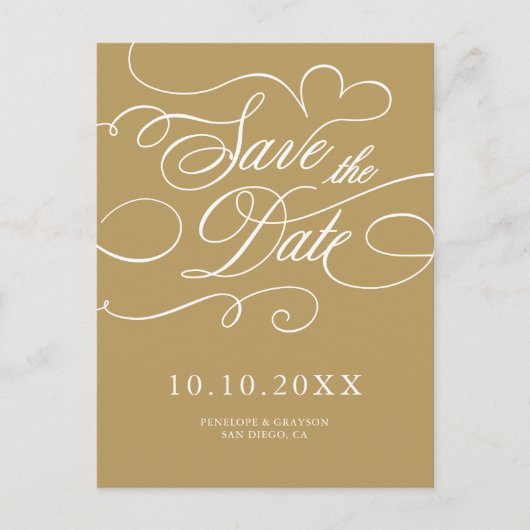 Carte Postale Calligraphie moderne or intemporel Enregistrer la  (Devant)