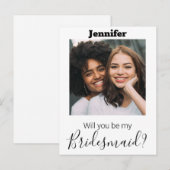Carte Postale calligraphie moderne photo bridesmaid invitation (Devant / Derrière)