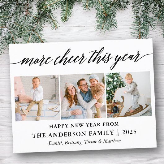 Carte Postale Calligraphie moderne plus de joie cette année 3 ph