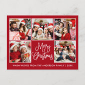 Carte Postale Calligraphie moderne rouge 5 photo Noël (Devant)