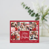 Carte Postale Calligraphie moderne rouge 5 photo Noël (Debout devant)