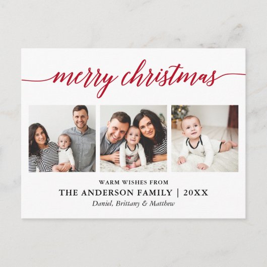 Carte Postale Calligraphie moderne Rouge Joyeux Noël 3 Photo (Devant)