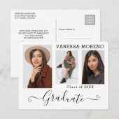 Carte Postale Calligraphie moderne Script 3 Photo WxB Graduation (Devant / Derrière)