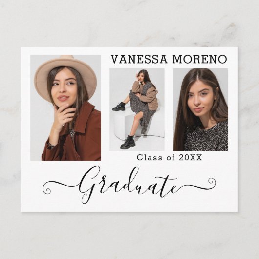 Carte Postale Calligraphie moderne Script 3 Photo WxB Graduation (Devant)