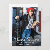 Carte Postale Calligraphie moderne Script de coeur Merci diplômé (Devant / Derrière)