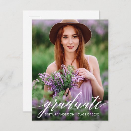 Carte Postale Calligraphie moderne Script Diplômé photo (Devant / Derrière)