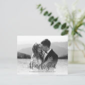 Carte Postale Calligraphie moderne Script Mariage Photo Merci (Debout devant)
