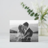 Carte Postale Calligraphie moderne Script Mariage Photo Merci (Debout devant)