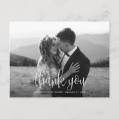 Carte Postale Calligraphie moderne Script Mariage Photo Merci (Devant)