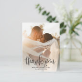 Carte Postale Calligraphie moderne Script Mariage Photo Merci (Debout devant)