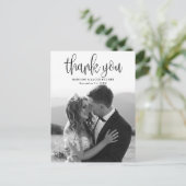 Carte Postale Calligraphie moderne Script Mariage Photo Merci (Debout devant)