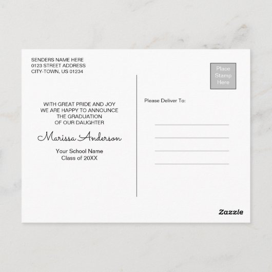 Carte Postale Calligraphie moderne Script Photo Grad Faire-part (Dos)