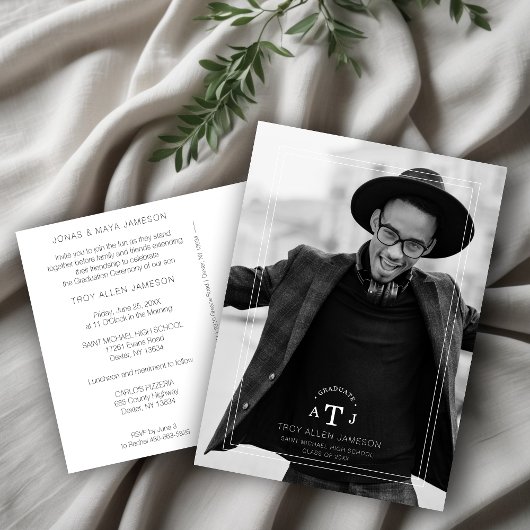 Carte Postale Calligraphie Moderne Simple Photo Grad Initiales