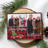 Calligraphie Noël Camion Vintage Plaid 2 Photo