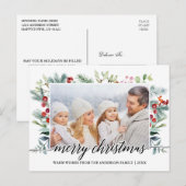 Carte Postale Calligraphie Noël Verdure Photo de famille (Devant / Derrière)