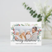 Carte Postale Calligraphie Noël Verdure Photo de famille (Debout devant)