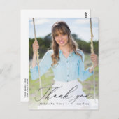 Carte Postale Calligraphie noire Merci de graduation photo (Devant / Derrière)