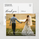 Carte Postale Calligraphie Notre Aventure Commence Mariage Merci (Devant / Derrière)