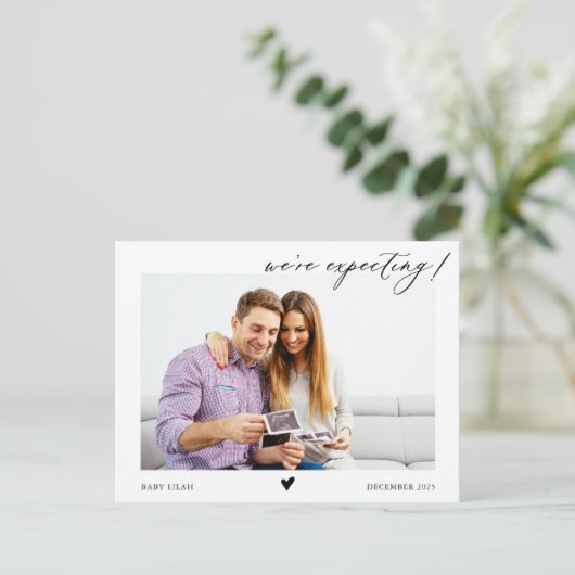 Carte Postale Calligraphie Nous nous attendons à une Faire-part  (Debout devant)