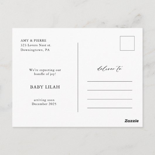 Carte Postale Calligraphie Nous nous attendons à une Faire-part  (Dos)