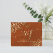 Carte Postale Calligraphie Or Elegant Rust Orange Wedding RSVP (Debout devant)
