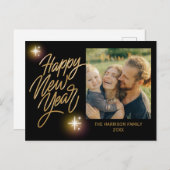 Carte Postale Calligraphie Or Twinké Star Photo Nouvel An Noir (Devant / Derrière)