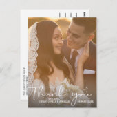 Carte Postale Calligraphie Photo De Mariage Élégante Moderne Mer (Devant / Derrière)