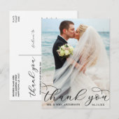 Carte Postale Calligraphie Photo De Mariage Moderne Élégante Rem (Devant / Derrière)