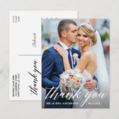 Carte Postale Calligraphie Photo de mariage remerciement mariés (Devant / Derrière)