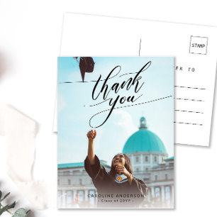 Carte Postale Calligraphie Photo Graduation Blank Merci