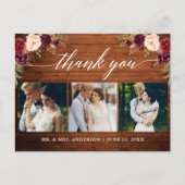 Carte Postale Calligraphie Remerciement Photo Bois Mariage Bourg (Devant)