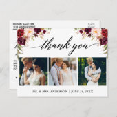 Carte Postale Calligraphie Remerciement Photo de Mariage Bourgog (Devant / Derrière)