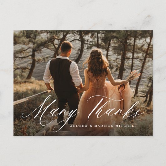 Carte Postale Calligraphie romantique Merci beaucoup Photo Merci (Devant)