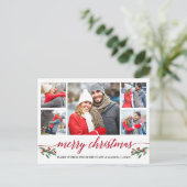 Carte Postale Calligraphie rouge moderne 5 Photo Joyeux Noël (Debout devant)