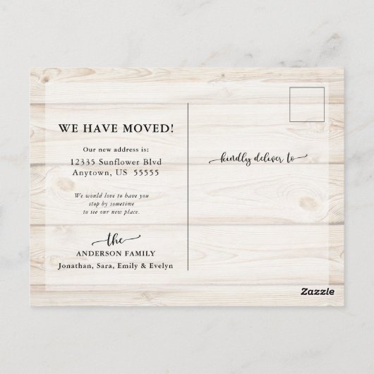 Carte Postale Calligraphie rustique du bois Faire-part mobile (Dos)