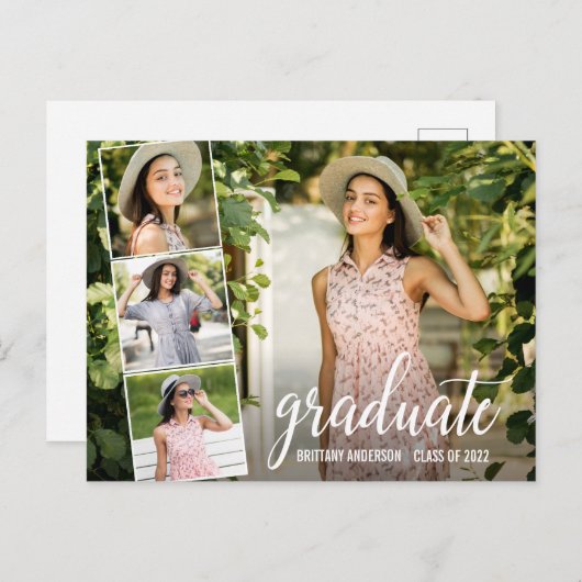 Carte Postale Calligraphie Script 4 Faire-part de graduation pho (Devant / Derrière)