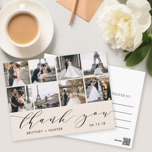 Carte Postale Calligraphie Script 8 Merci photo éteint blanc