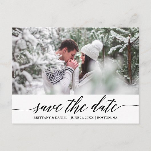 Carte Postale Calligraphie Script Enregistrer La Date Photo (Devant)