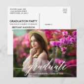 Carte Postale Calligraphie Script Graduation Party Invitation (Devant / Derrière)