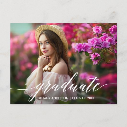 Carte Postale Calligraphie Script Graduation Party Invitation (Devant)