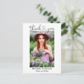 Carte Postale Calligraphie Script Heart Graduate Photo Merci (Debout devant)