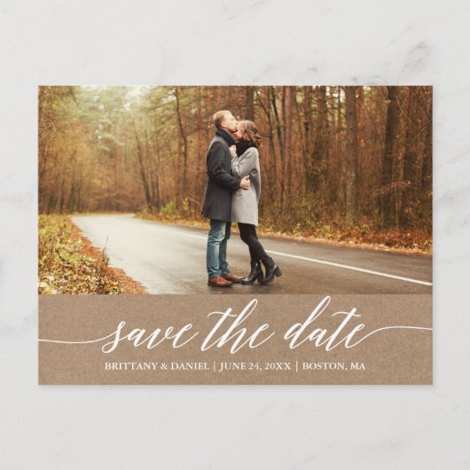 Carte Postale Calligraphie Script Kraft Enregistrer La Date Phot (Devant)