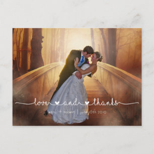 Carte Postale Calligraphie Script Mariage MERCI photo