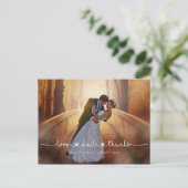 Carte Postale Calligraphie Script Mariage MERCI photo (Debout devant)