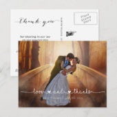 Carte Postale Calligraphie Script Mariage MERCI photo (Devant / Derrière)