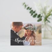 Carte Postale Calligraphie Script Mariage photo Merci (Debout devant)