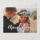 Carte Postale Calligraphie Script Mariage photo Merci (Devant)