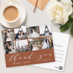 Carte Postale Calligraphie Script Photo Merci Terracotta